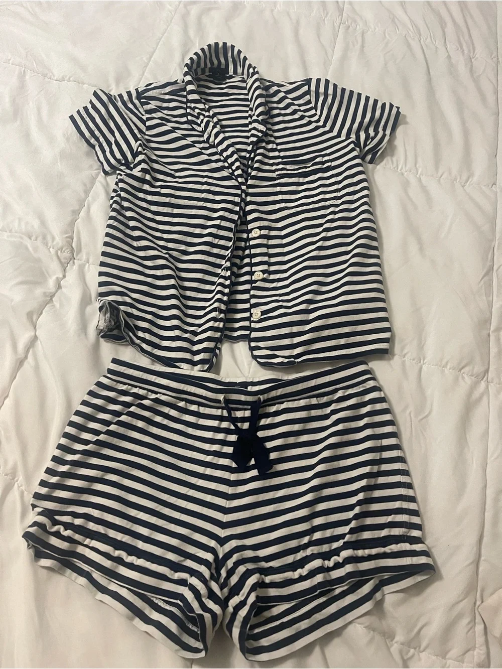J.Crew Striped Pajama Set Top & Shorts | Sz Small Loungewear Resortwear coastal